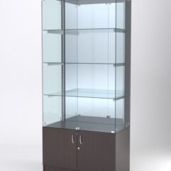 Витрина АСТЕРИЯ №3 (с дверками, задняя стенка - зеркало), Дуб Венге