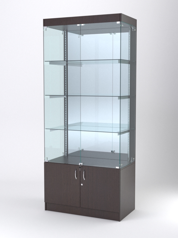 Витрина АСТЕРИЯ №3 (с дверками, задняя стенка - зеркало), Дуб Венге