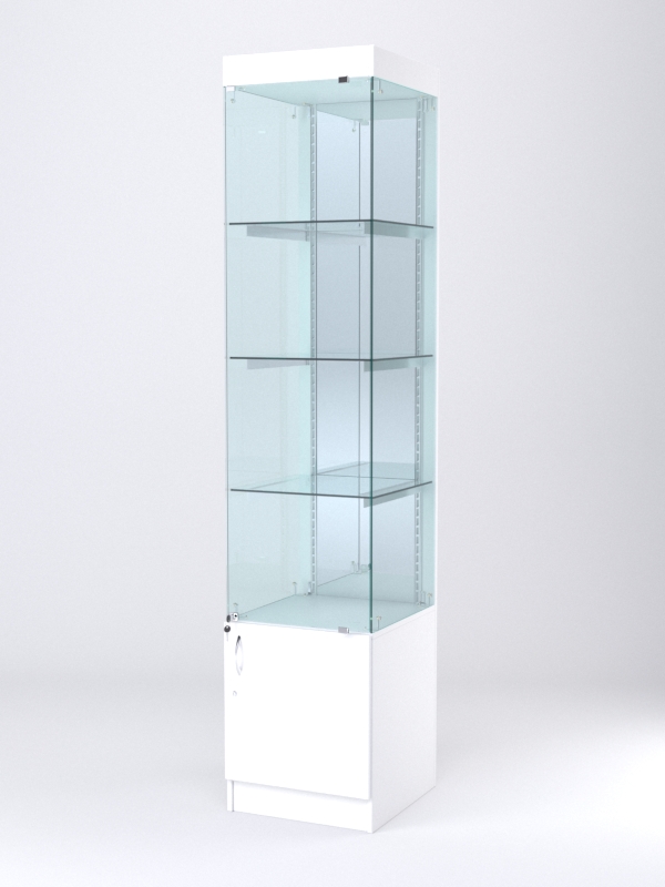 Витрина АСТЕРИЯ №4 (с дверкой, задняя стенка - зеркало), Белый
