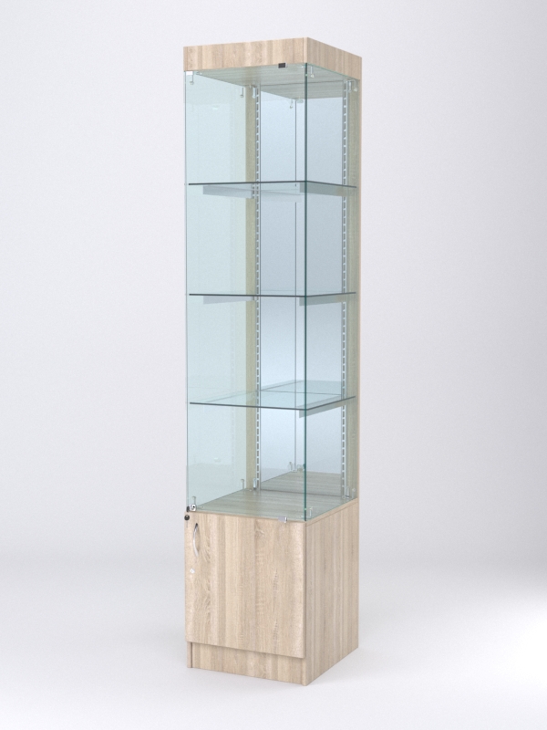 Витрина АСТЕРИЯ №4 (с дверкой, задняя стенка - зеркало), Дуб Сонома