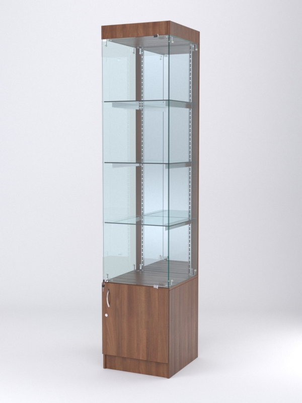 Витрина АСТЕРИЯ №4 (с дверкой, задняя стенка - зеркало), Орех