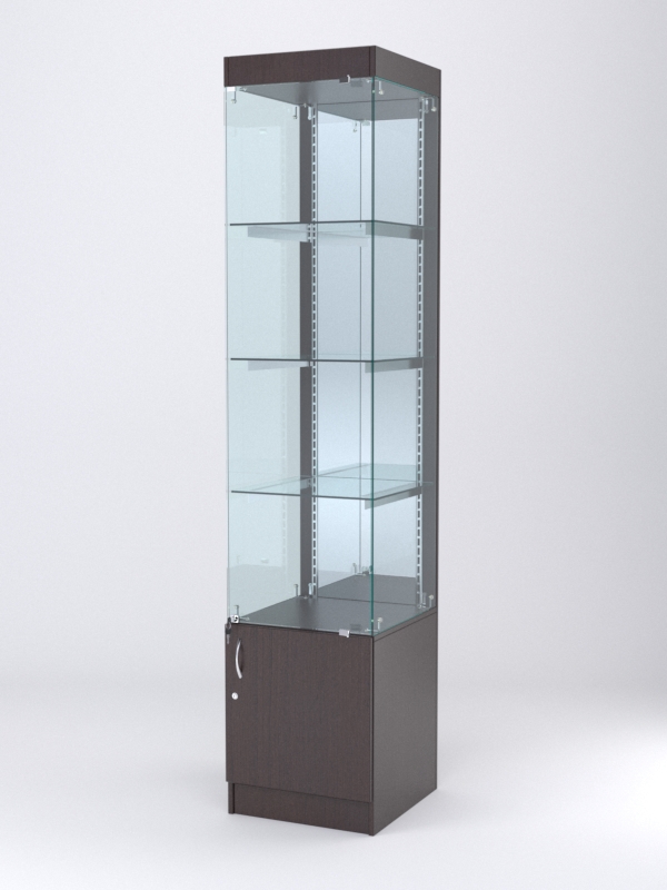 Витрина АСТЕРИЯ №4 (с дверкой, задняя стенка - зеркало), Дуб Венге