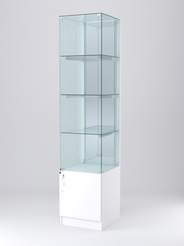 Витрина АСТЕРИЯ №8 (с дверкой, задняя стенка - зеркало), Белый