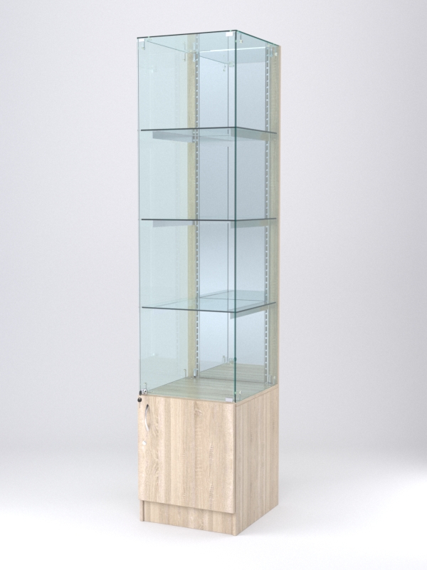 Витрина АСТЕРИЯ №8 (с дверкой, задняя стенка - зеркало), Дуб Сонома