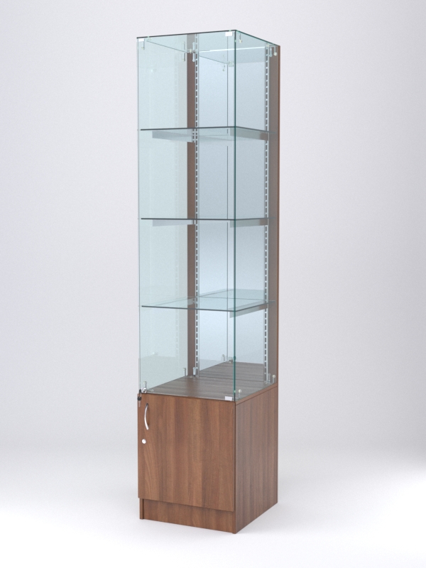 Витрина АСТЕРИЯ №8 (с дверкой, задняя стенка - зеркало), Орех