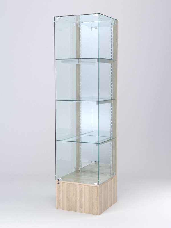 Витрина АСТЕРИЯ №12 (с дверкой, задняя стенка - зеркало), Дуб Сонома