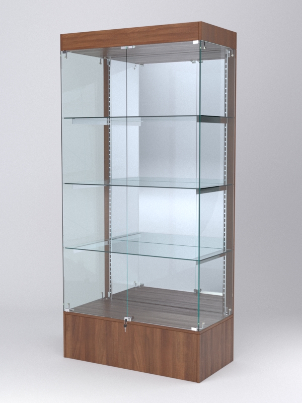 Витрина АСТЕРИЯ №15 (с дверками, задняя стенка - зеркало), Орех