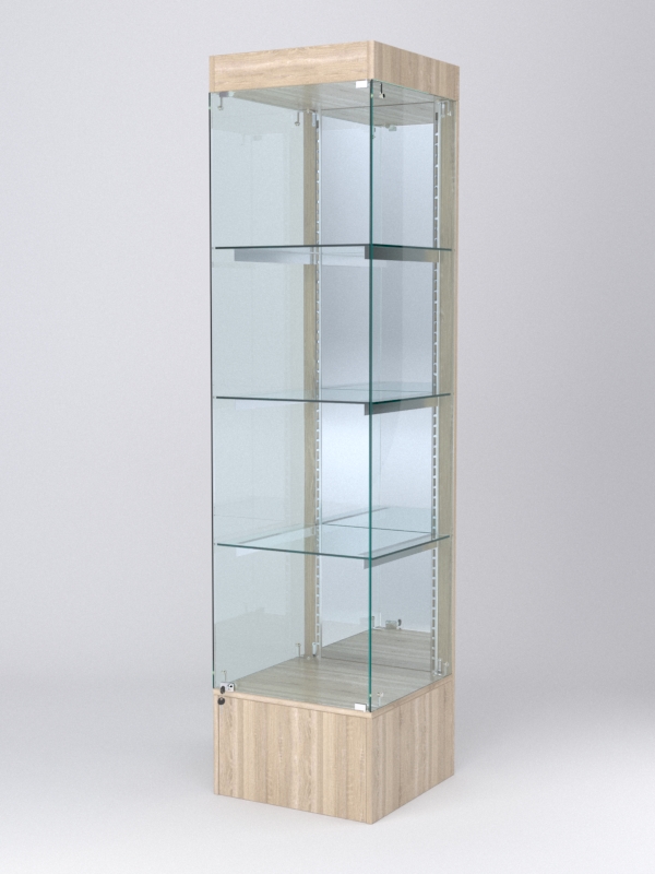 Витрина АСТЕРИЯ №16 (с дверкой, задняя стенка - зеркало), Дуб Сонома