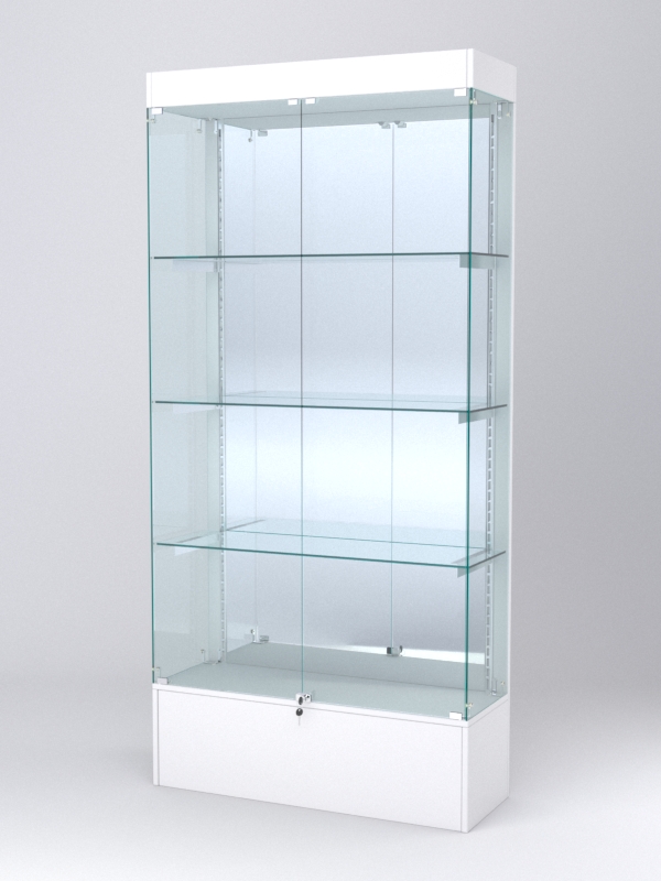 Витрина АСТЕРИЯ №19 (с дверками, задняя стенка - зеркало), Белый