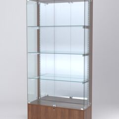 Витрина АСТЕРИЯ №19 (с дверками, задняя стенка - зеркало), Орех