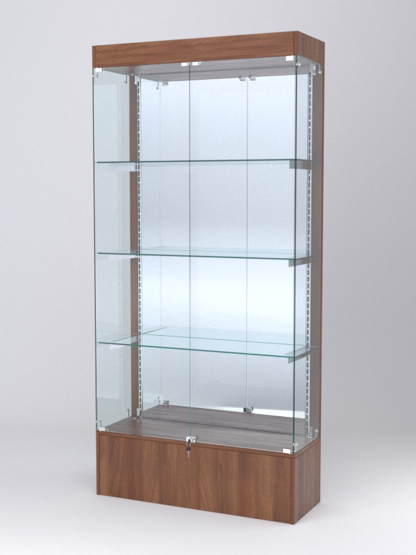 Витрина АСТЕРИЯ №19 (с дверками, задняя стенка - зеркало), Орех