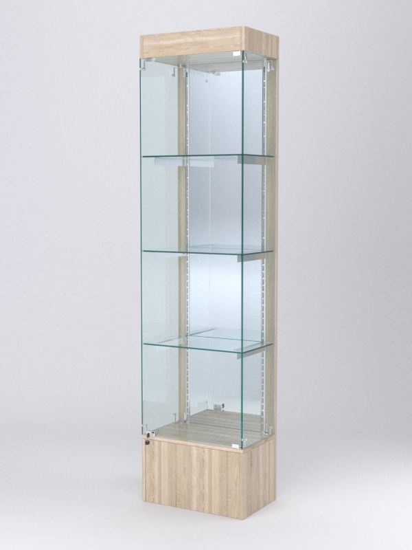 Витрина АСТЕРИЯ №20 (с дверкой, задняя стенка - зеркало), Дуб Сонома
