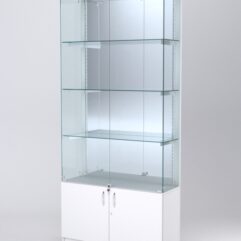 Витрина АСТЕРИЯ №23 (с дверками, задняя стенка - зеркало), Белый