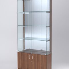 Витрина АСТЕРИЯ №23 (с дверками, задняя стенка - зеркало), Орех