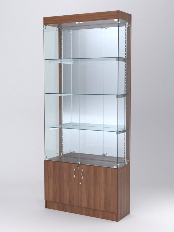 Витрина АСТЕРИЯ №23 (с дверками, задняя стенка - зеркало), Орех