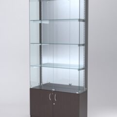 Витрина АСТЕРИЯ №23 (с дверками, задняя стенка - зеркало), Дуб Венге