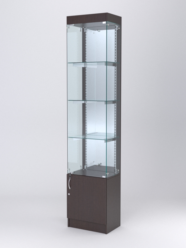 Витрина АСТЕРИЯ №24 (с дверкой, задняя стенка - зеркало), Дуб Венге