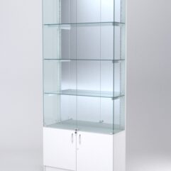 Витрина АСТЕРИЯ №27 (с дверками, задняя стенка - зеркало), Белый