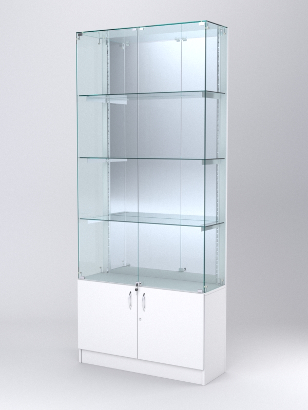 Витрина АСТЕРИЯ №27 (с дверками, задняя стенка - зеркало), Белый
