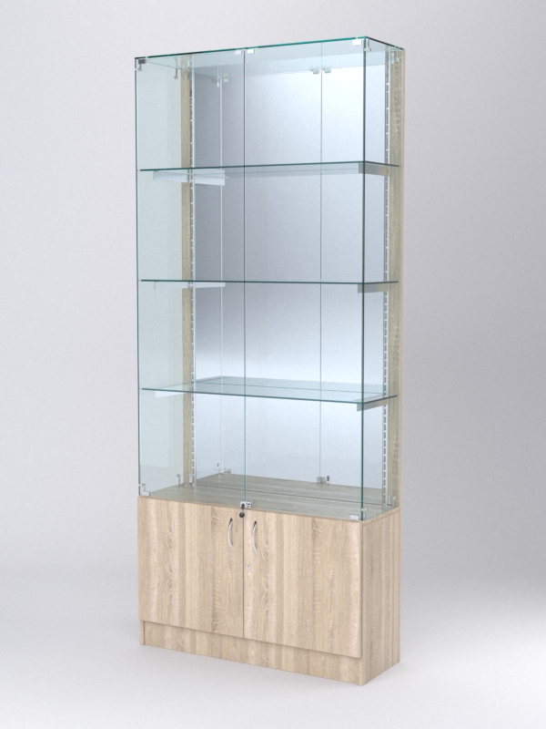 Витрина АСТЕРИЯ №27 (с дверками, задняя стенка - зеркало), Дуб Сонома