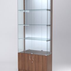 Витрина АСТЕРИЯ №27 (с дверками, задняя стенка - зеркало), Орех