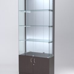 Витрина АСТЕРИЯ №27 (с дверками, задняя стенка - зеркало), Дуб Венге