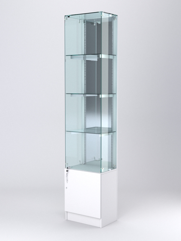 Витрина АСТЕРИЯ №28 (с дверкой, задняя стенка - зеркало), Белый