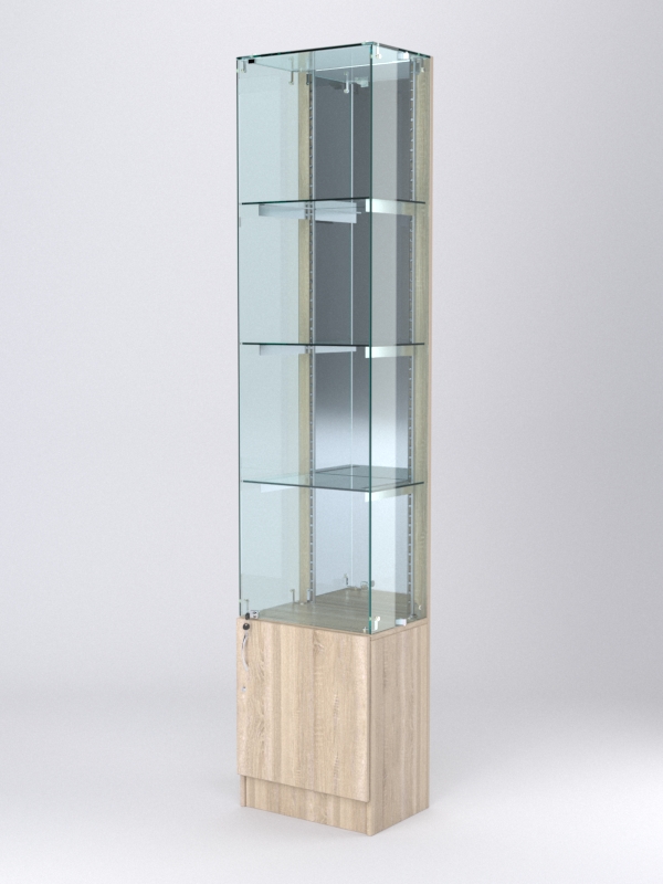 Витрина АСТЕРИЯ №28 (с дверкой, задняя стенка - зеркало), Дуб Сонома