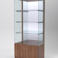 Витрина АСТЕРИЯ №103 (без дверок, задняя стенка - зеркало), Орех