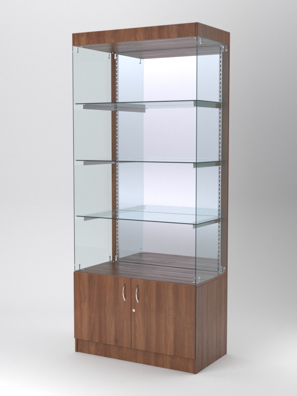 Витрина АСТЕРИЯ №103 (без дверок, задняя стенка - зеркало), Орех