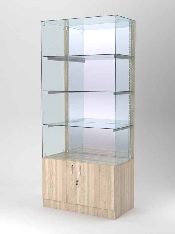 Витрина АСТЕРИЯ №107 (без дверок, задняя стенка - зеркало), Дуб Сонома