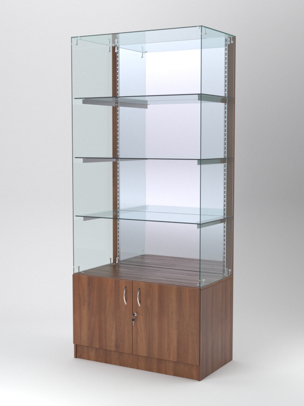Витрина АСТЕРИЯ №107 (без дверок, задняя стенка - зеркало), Орех