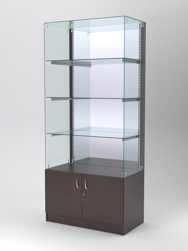 Витрина АСТЕРИЯ №107 (без дверок, задняя стенка - зеркало), Дуб Венге