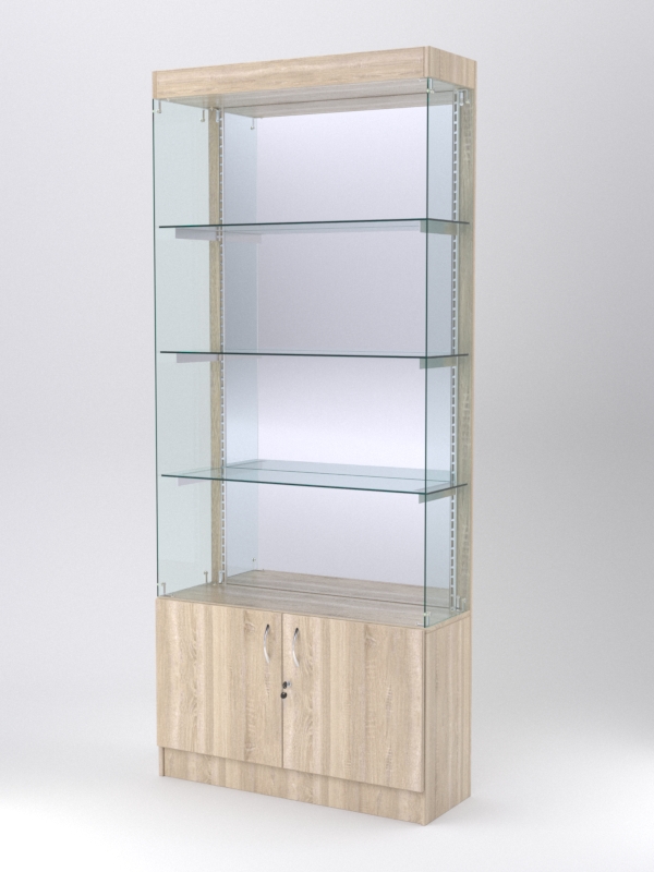 Витрина АСТЕРИЯ №123 (без дверок, задняя стенка - зеркало), Дуб Сонома