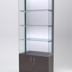 Витрина АСТЕРИЯ №127 (без дверок, задняя стенка - зеркало), Дуб Венге