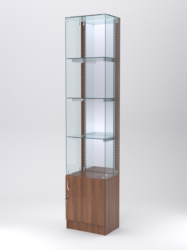 Витрина АСТЕРИЯ №128 (без дверки, задняя стенка - зеркало), Орех