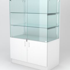 Витрина АСТЕРИЯ низкая №1 (с дверками, задняя стенка - ДСП), Белый