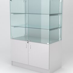 Витрина АСТЕРИЯ низкая №1 (с дверками, задняя стенка - ДСП), Серый