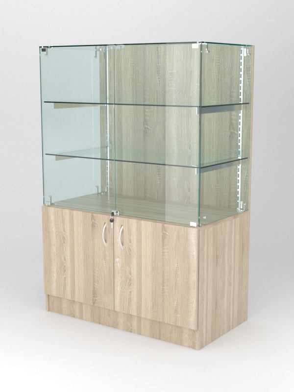 Витрина АСТЕРИЯ низкая №1 (с дверками, задняя стенка - ДСП), Дуб Сонома