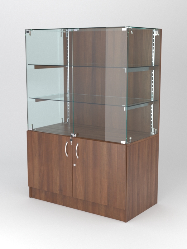Витрина АСТЕРИЯ низкая №1 (с дверками, задняя стенка - ДСП), Орех