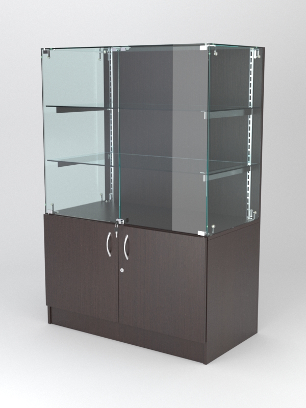 Витрина АСТЕРИЯ низкая №1 (с дверками, задняя стенка - ДСП), Дуб Венге