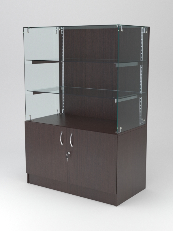 Витрина АСТЕРИЯ низкая №2 (без дверок, задняя стенка - ДСП), Дуб Венге