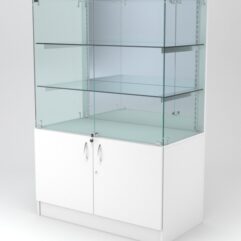 Витрина АСТЕРИЯ низкая №3 (с дверками, задняя стенка - зеркало), Белый