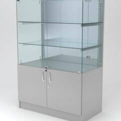 Витрина АСТЕРИЯ низкая №3 (с дверками, задняя стенка - зеркало), Серый