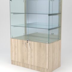 Витрина АСТЕРИЯ низкая №3 (с дверками, задняя стенка - зеркало), Дуб Сонома