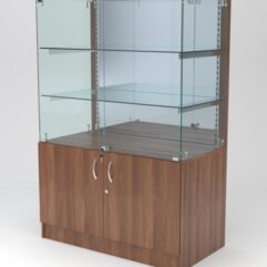 Витрина АСТЕРИЯ низкая №3 (с дверками, задняя стенка - зеркало), Орех