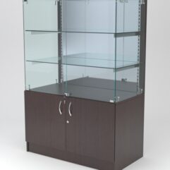 Витрина АСТЕРИЯ низкая №3 (с дверками, задняя стенка - зеркало), Дуб Венге