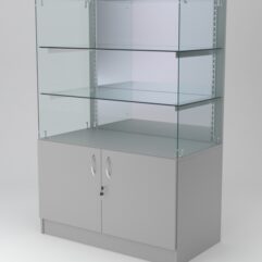 Витрина АСТЕРИЯ низкая №4 (без дверок, задняя стенка - зеркало), Серый