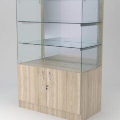 Витрина АСТЕРИЯ низкая №4 (без дверок, задняя стенка - зеркало), Дуб Сонома