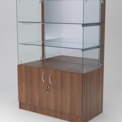 Витрина АСТЕРИЯ низкая №4 (без дверок, задняя стенка - зеркало), Орех